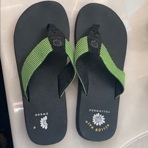 Yellow box sandals! Lime green!